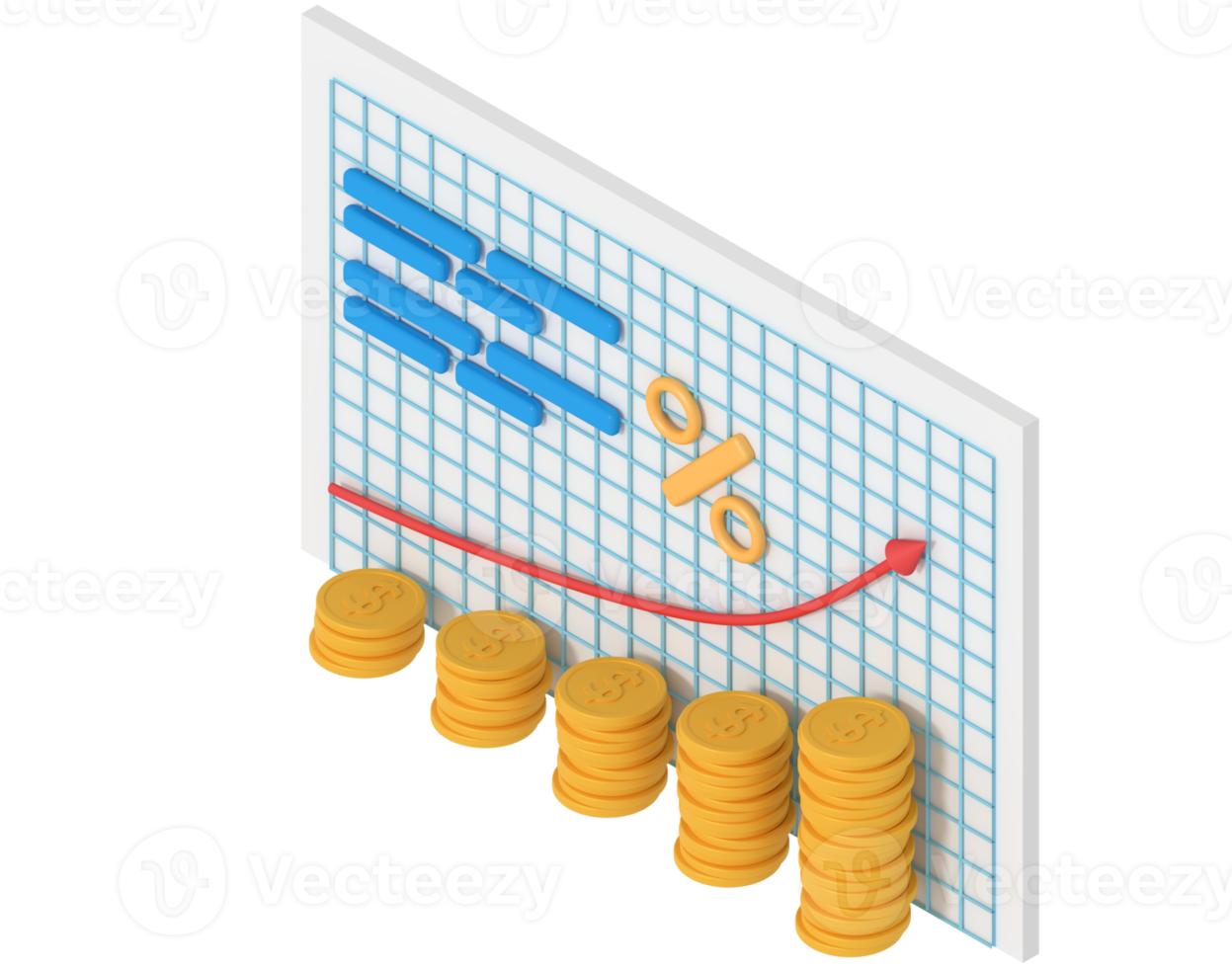3d illustration of growing financial chart png