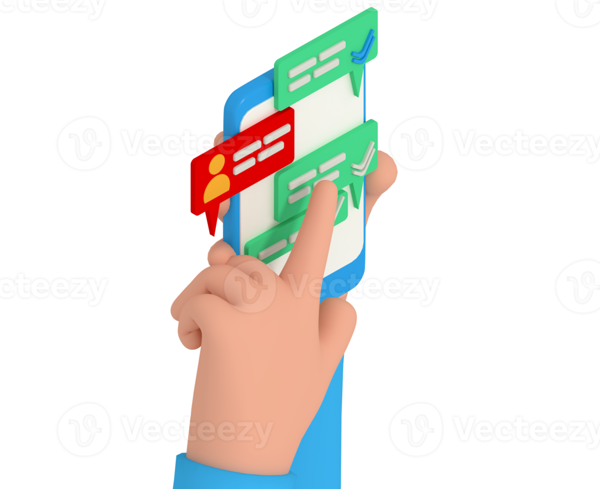 3d illustration of replying to chat on phone png