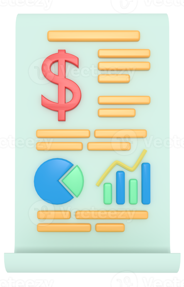 ilustração 3D do relatório de crescimento do negócio png