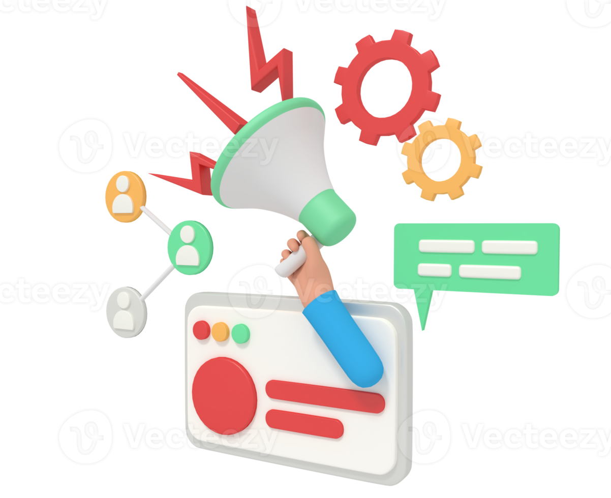 3d illustrazione di digitale marketing nel Telefono png