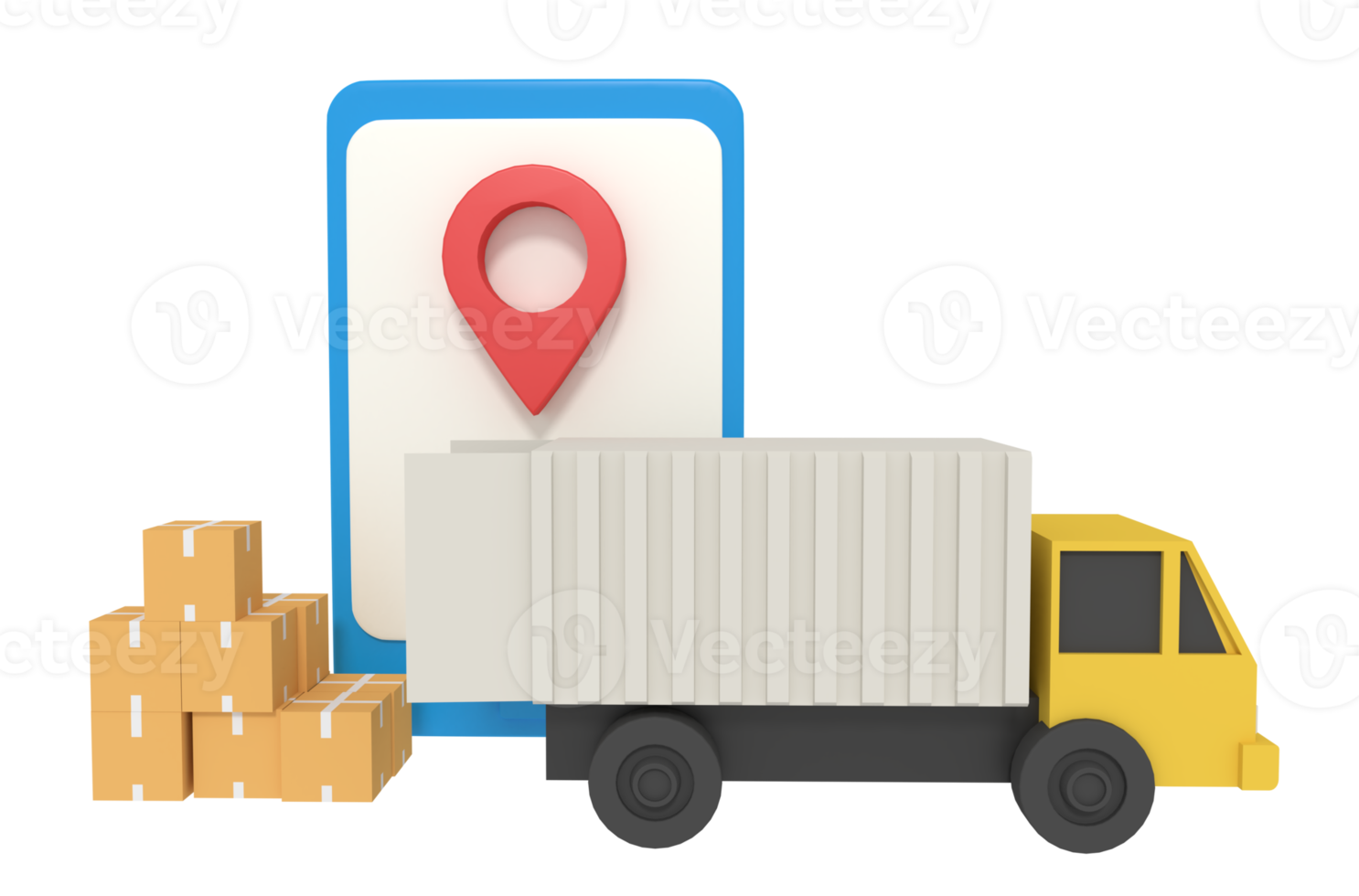 3d illustration of delivery location on phone png