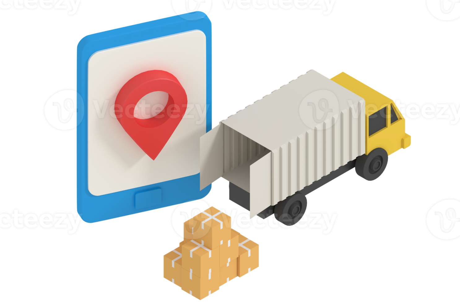 3d illustration of delivery location on phone png