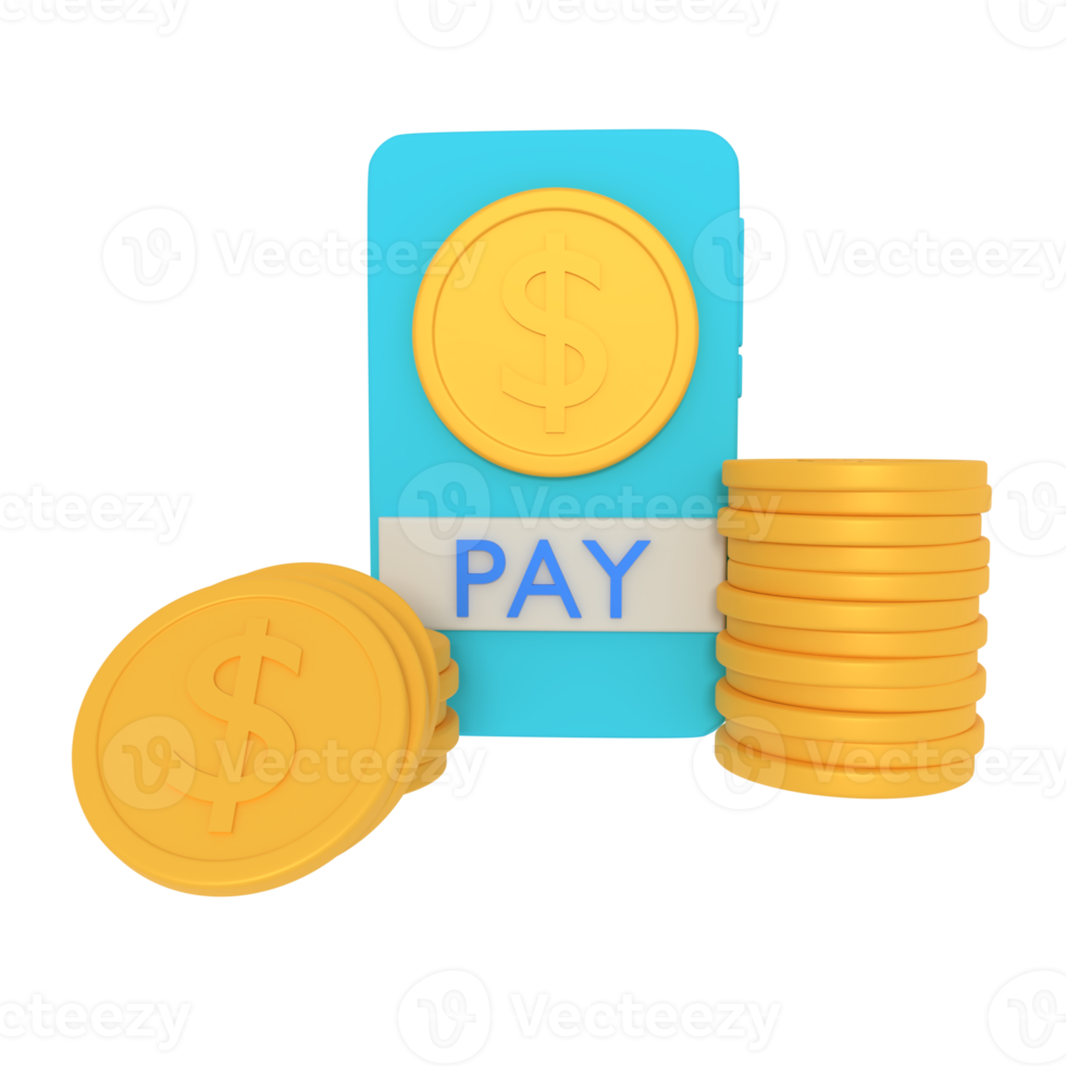 3d illustration of online payment on phone png