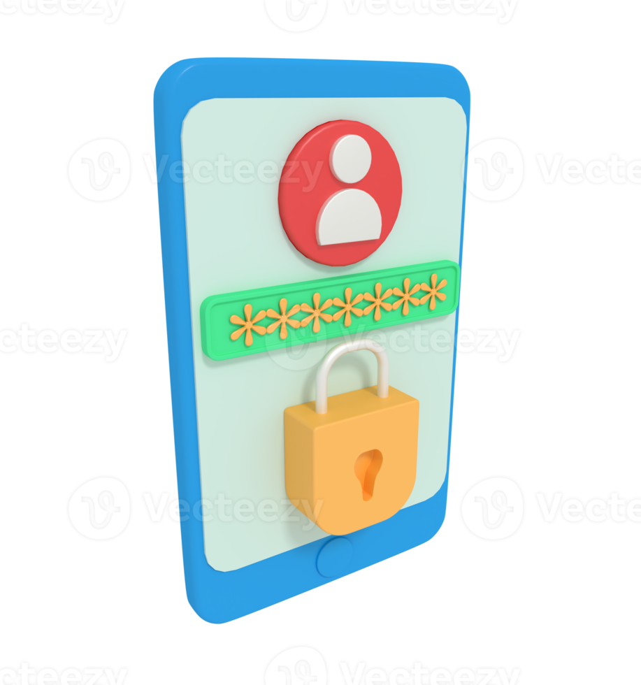 3d illustration of security padlock on smartphone png