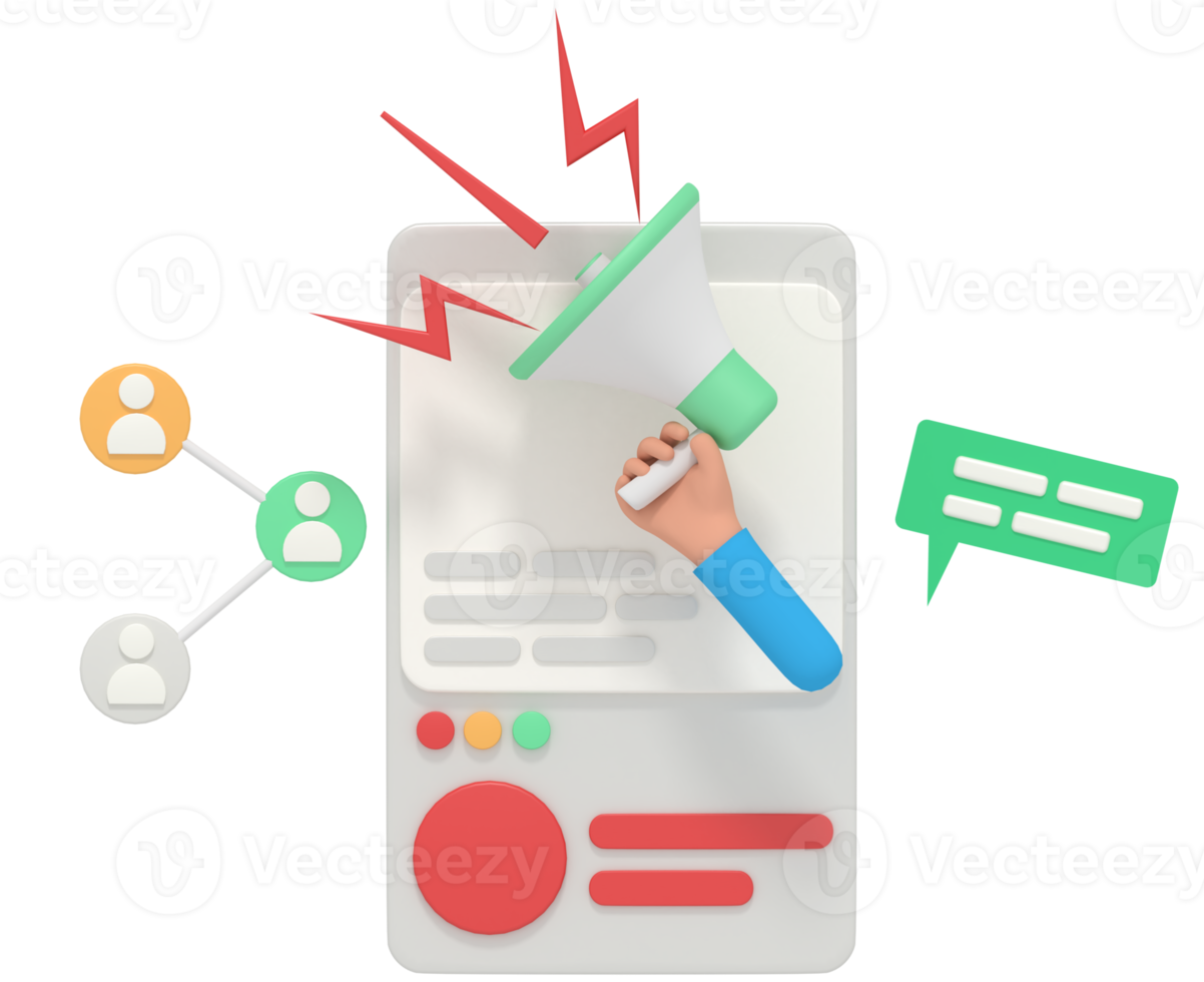 3d illustration of digital marketing in phone png