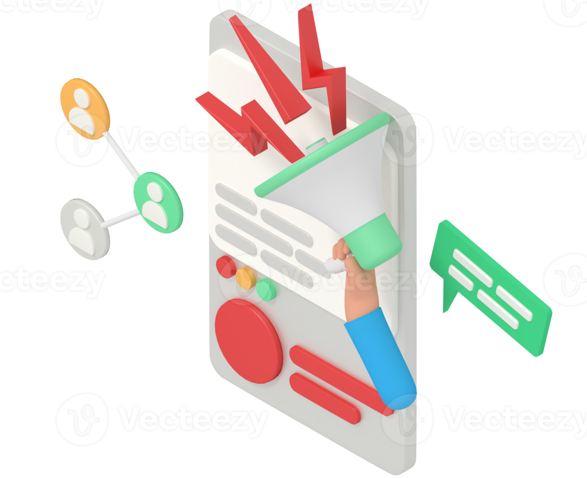 3d illustrazione di digitale marketing nel Telefono png
