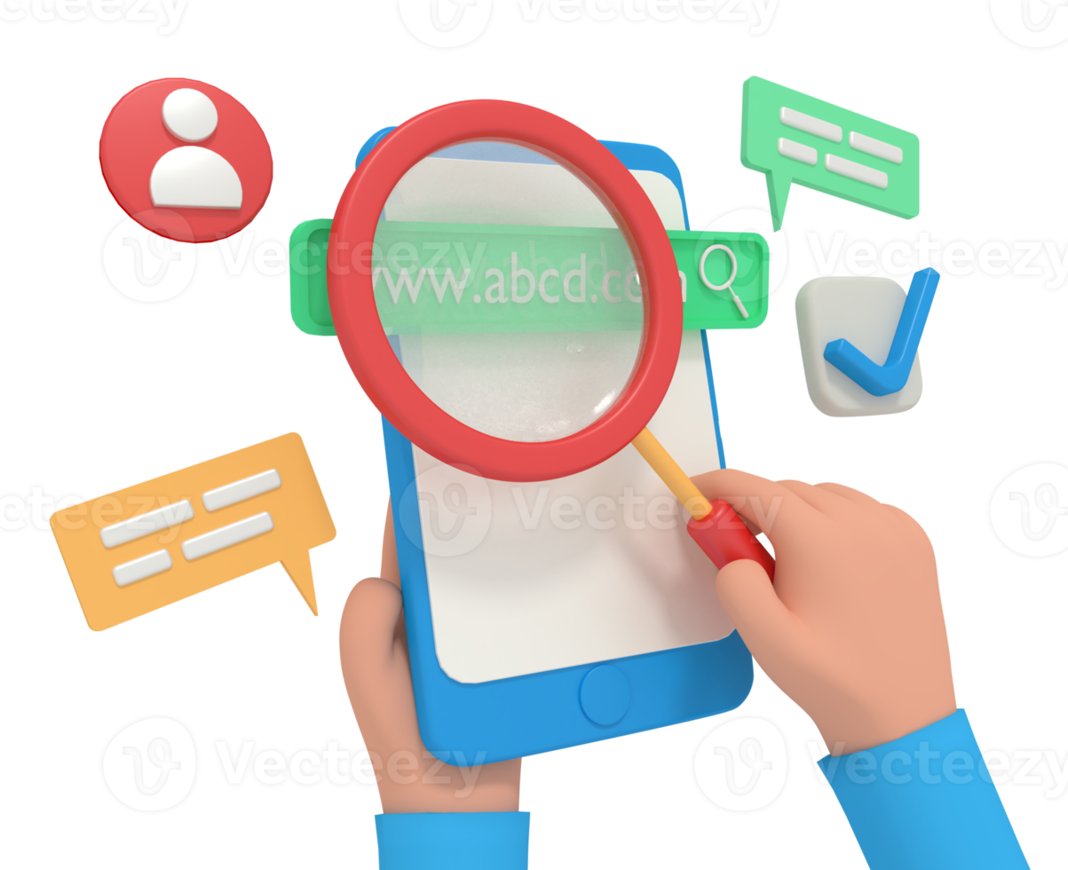 3d illustration of website address search on smartphone png