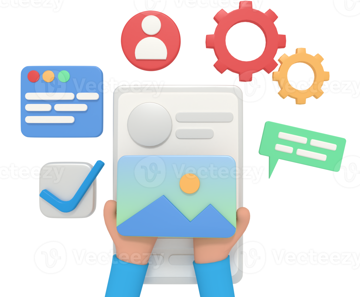 3d illustration of add image on ui design view png