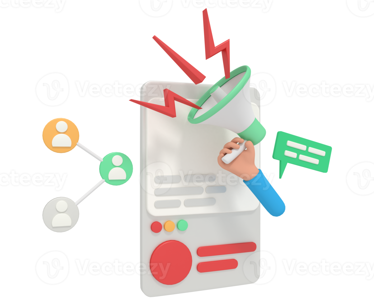 3d illustration of digital marketing in phone png