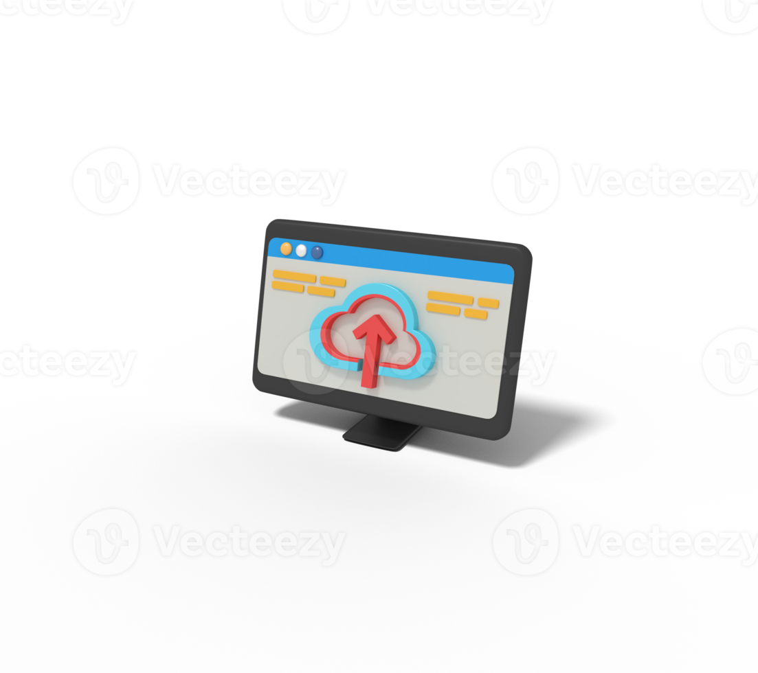3d illustration of website upload in computer png