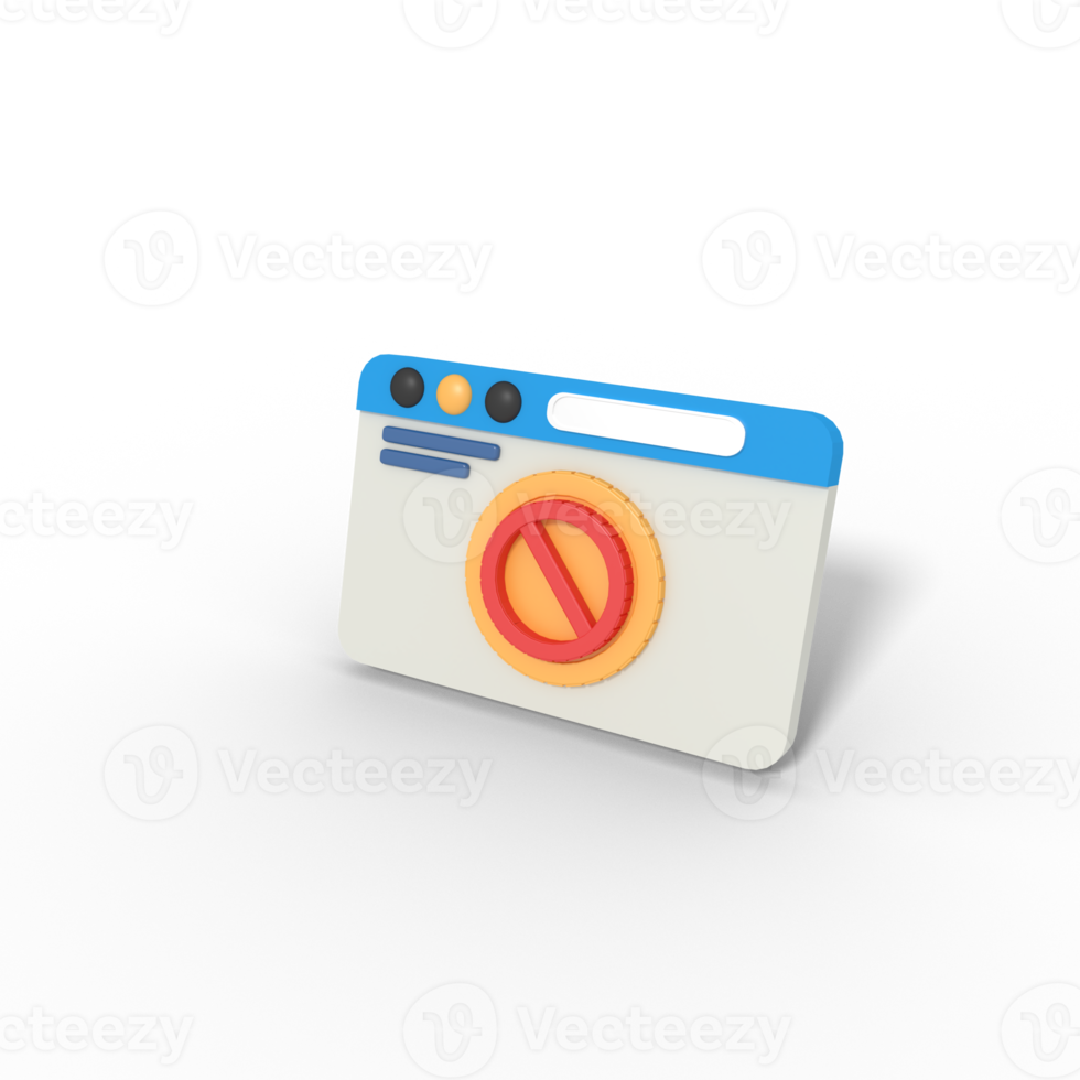 3d illustration of internet banned png