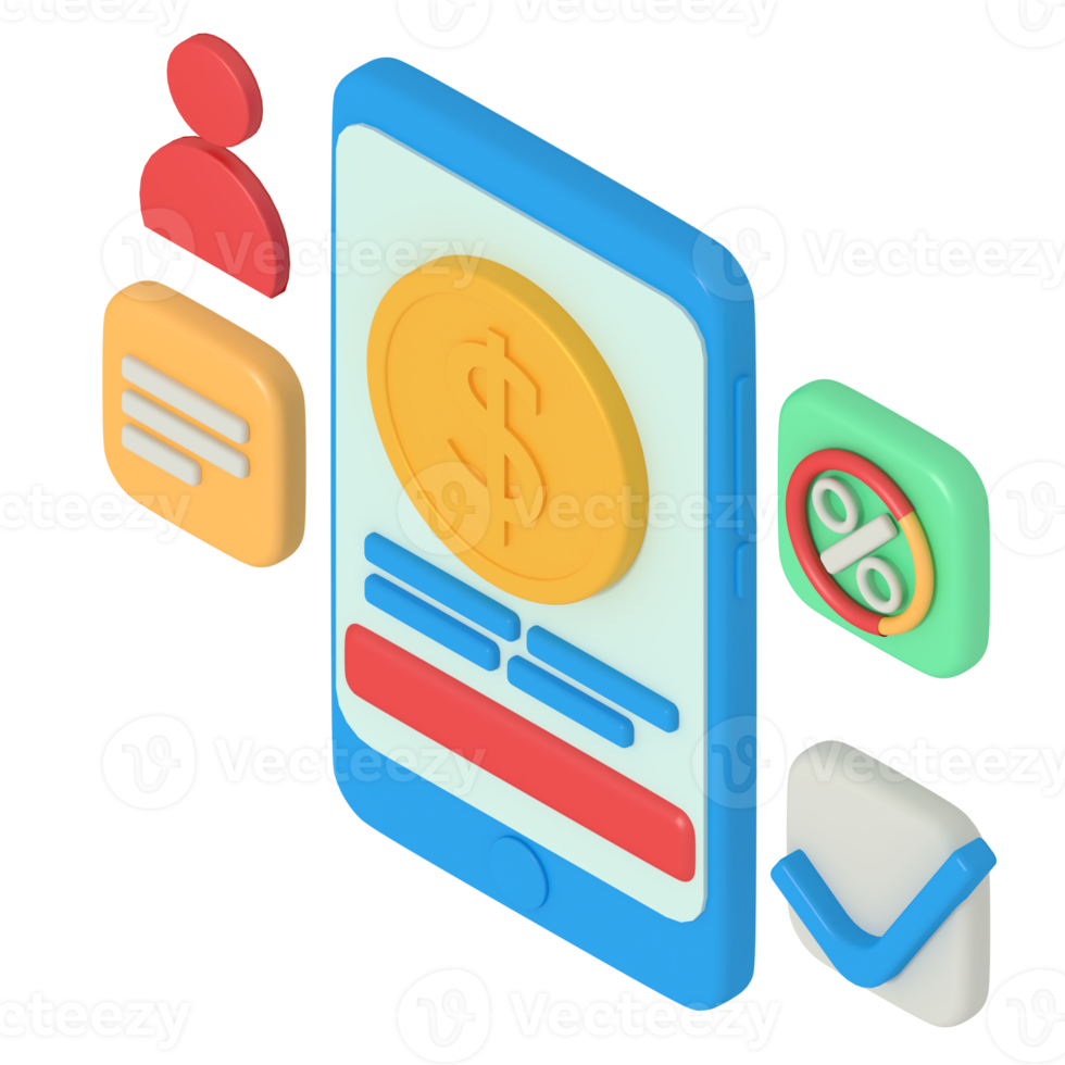 3d illustration of digital payment on phone png