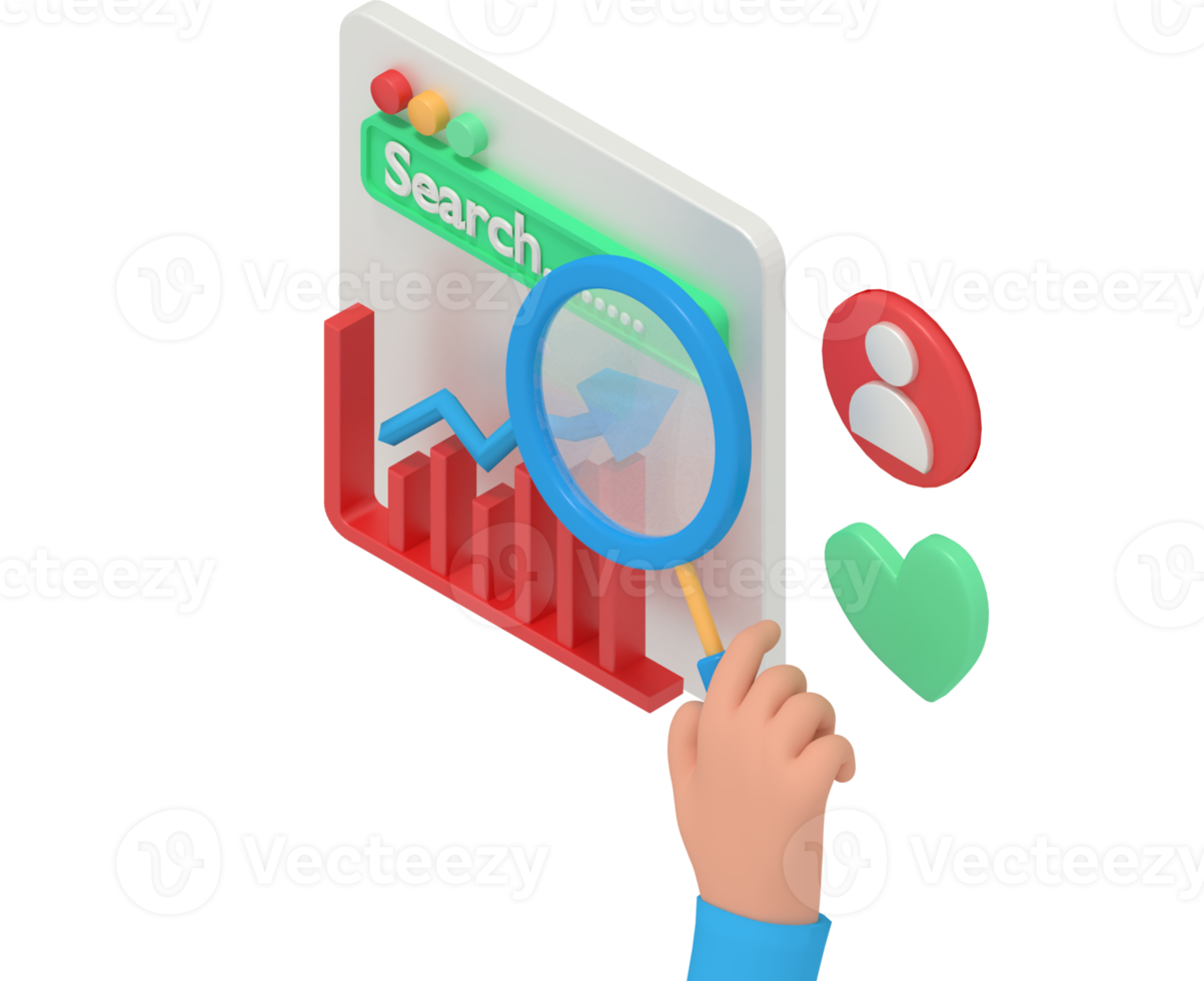 3d illustration of search seo png