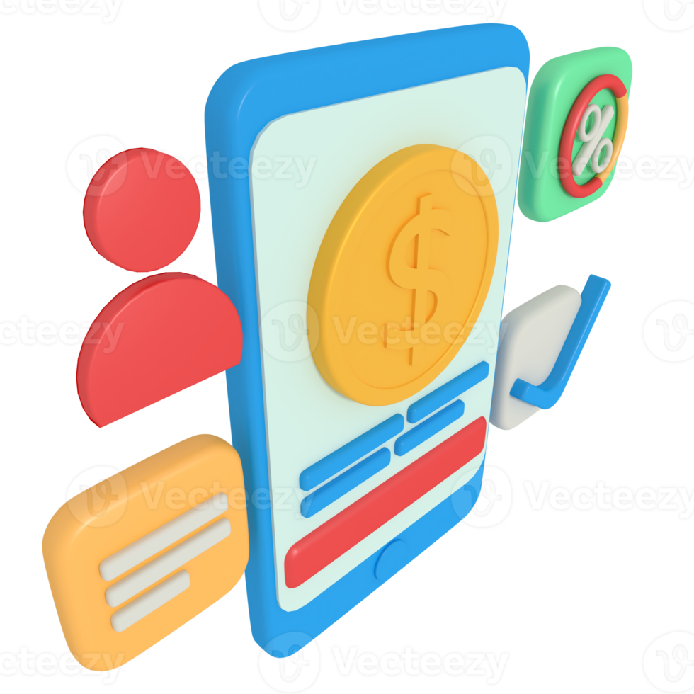 3d illustration of digital payment on phone png
