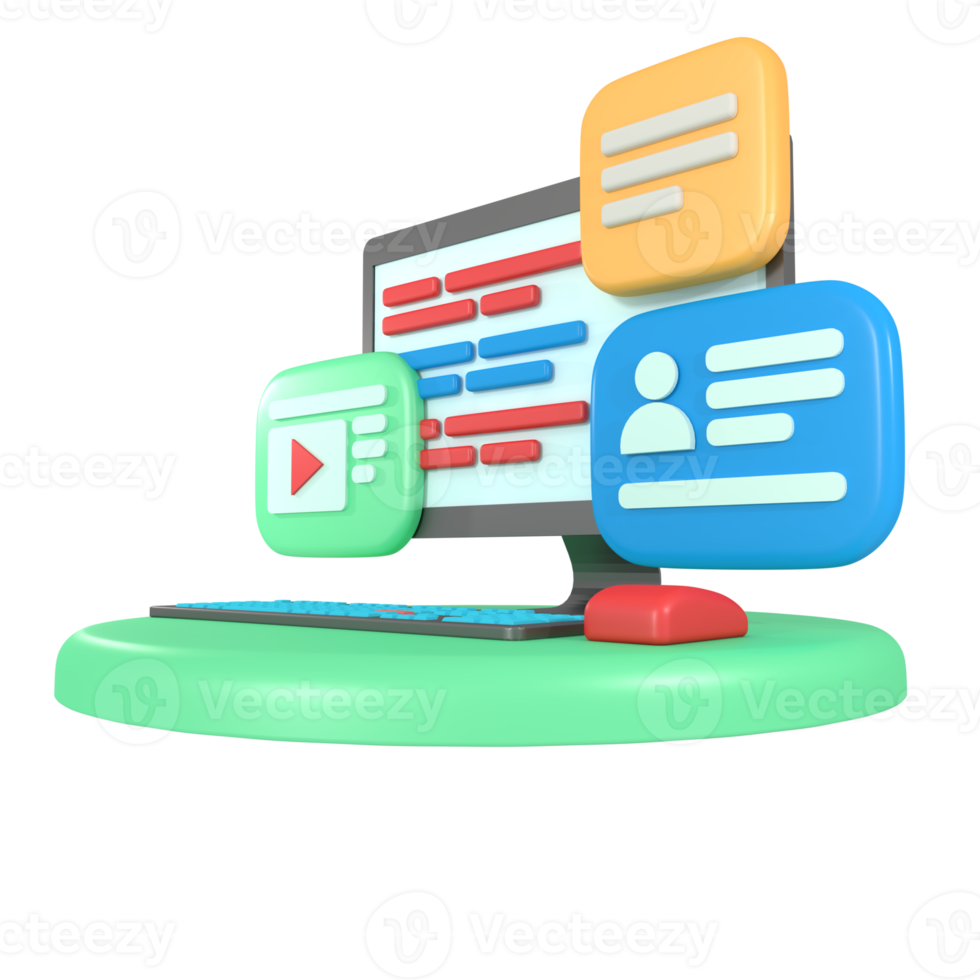 3d illustration of computer programmer coding png