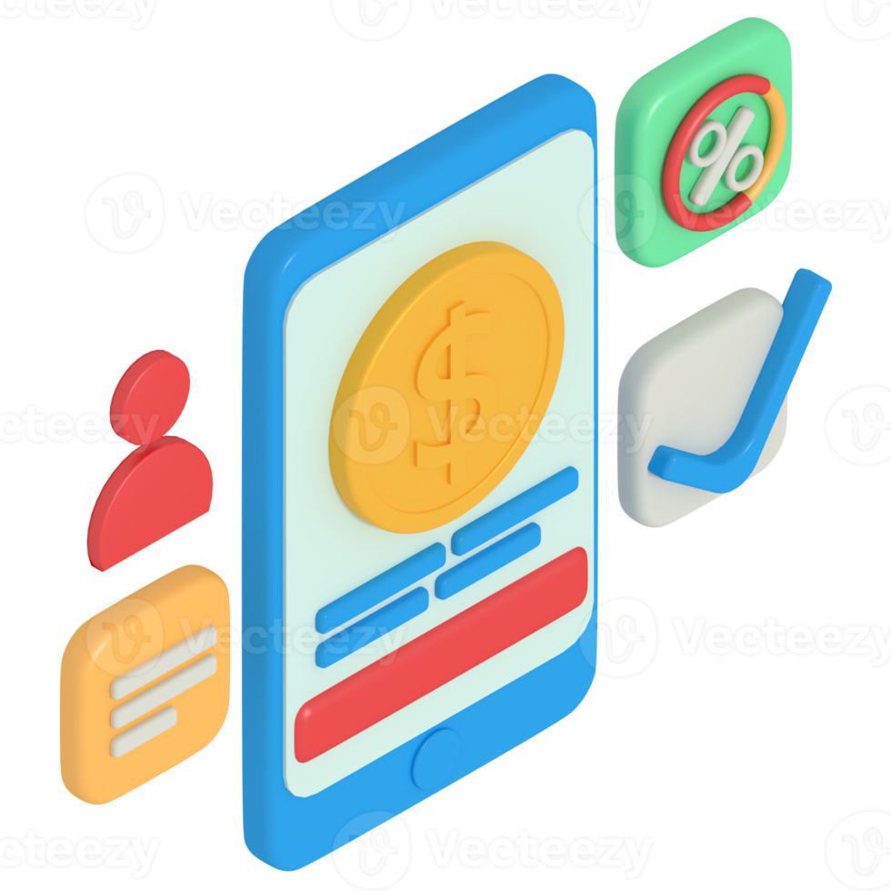 3d illustration of digital payment on phone png