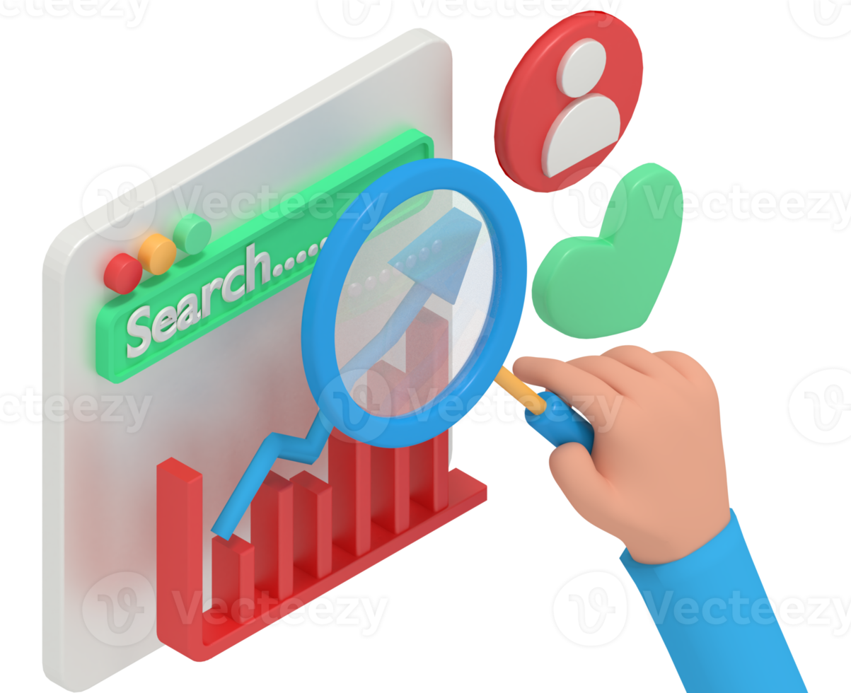 3d illustration of search seo png