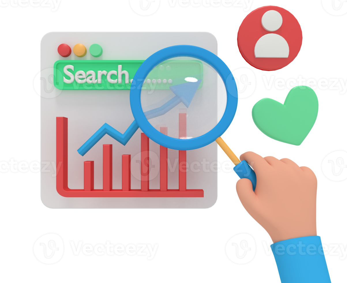 3d illustration of search seo png