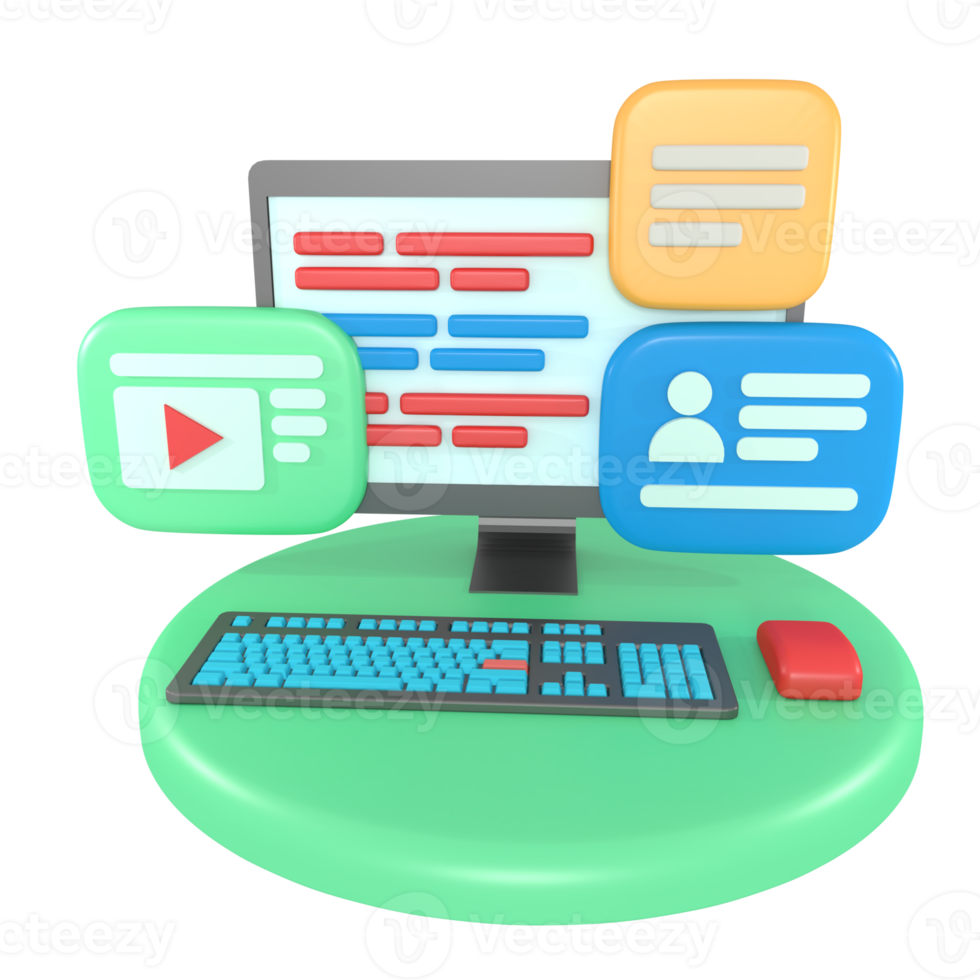 3d illustration of programmer coding on computer png