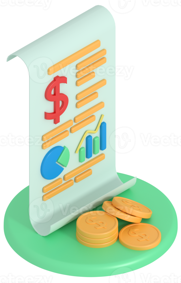 3d illustration of business growth report png