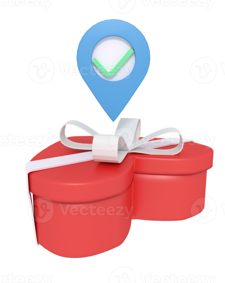 3d illustration of gift box delivery location png