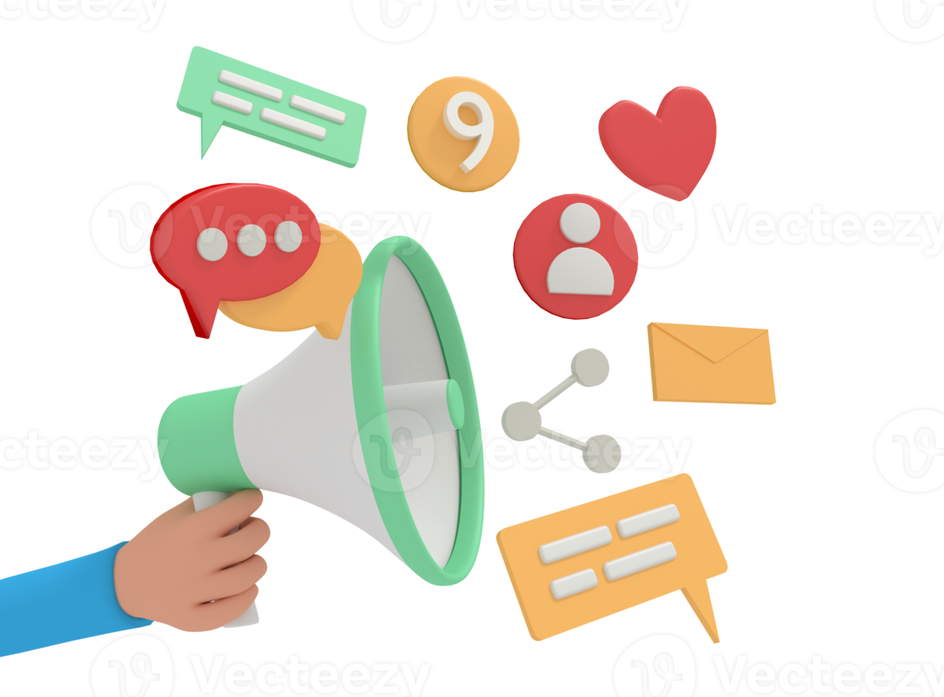 3d illustration of digital marketing in phone png