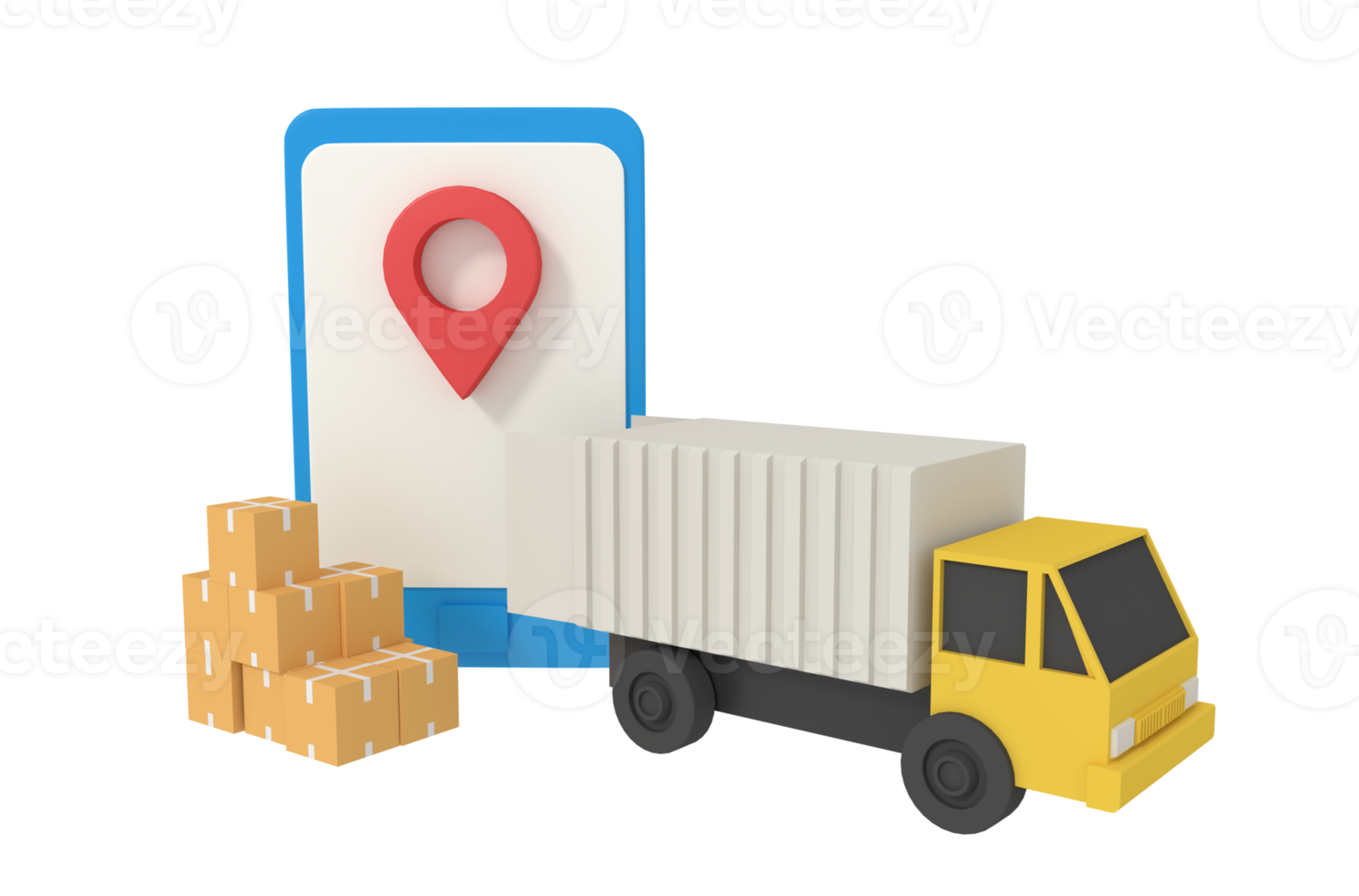 3d illustration of delivery location on phone png