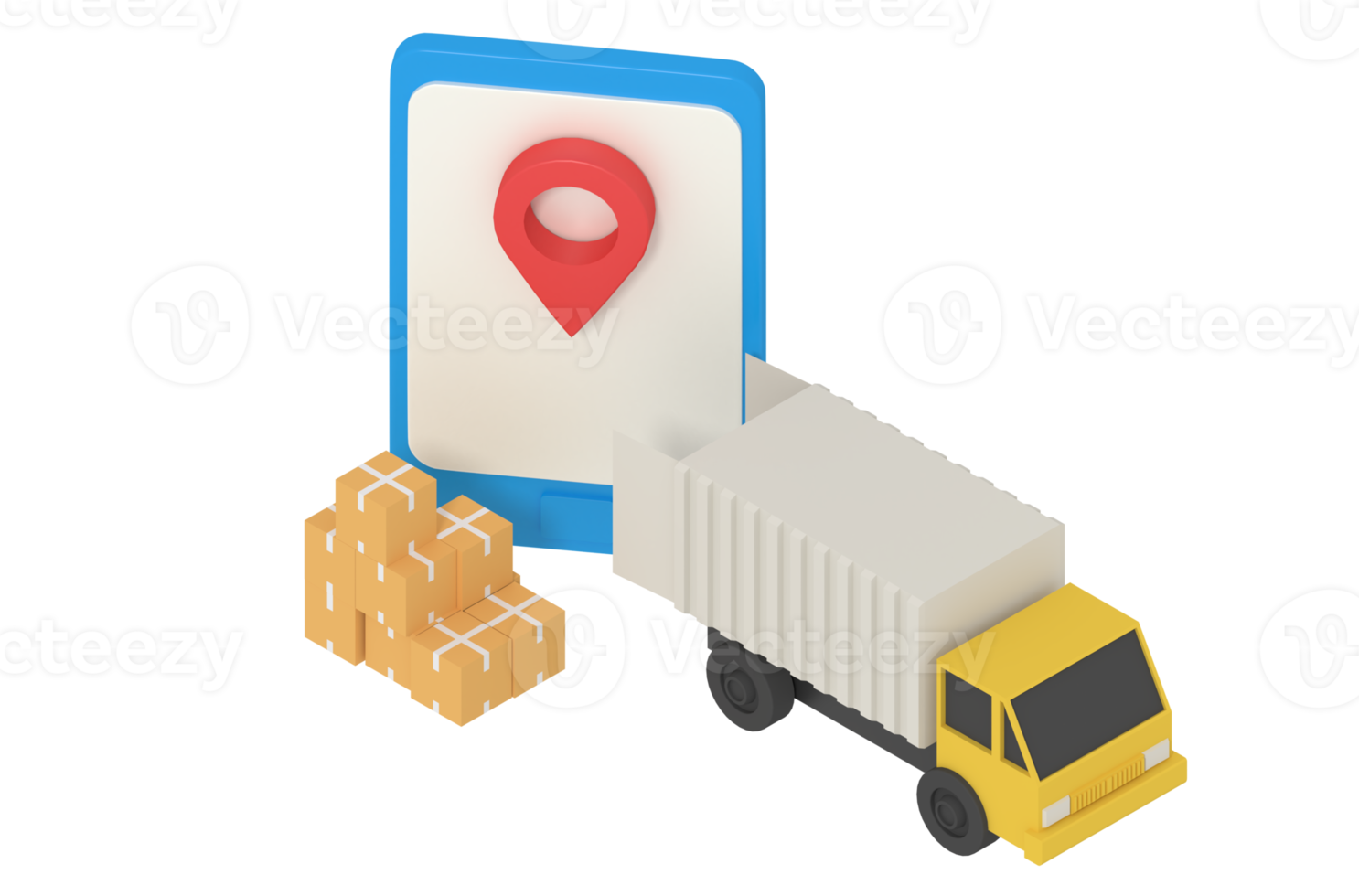 3d illustration of delivery location on phone png