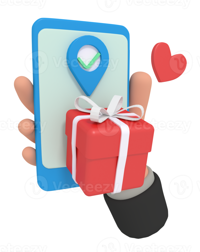 3d illustration of gift box delivery location png