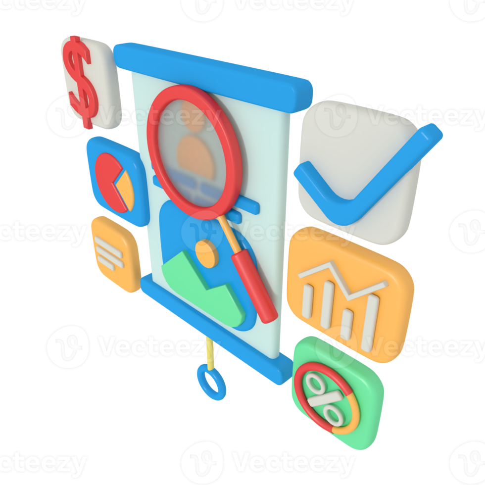 3d illustration of profile search on smartphone png