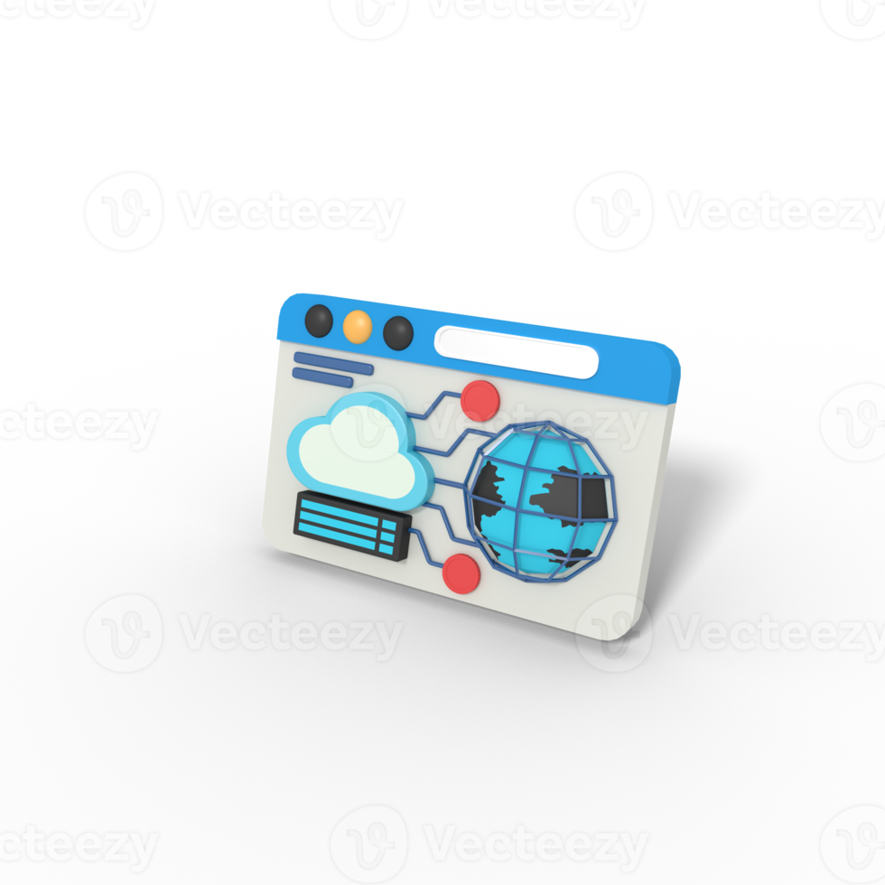 3d illustration of networking cloud server png