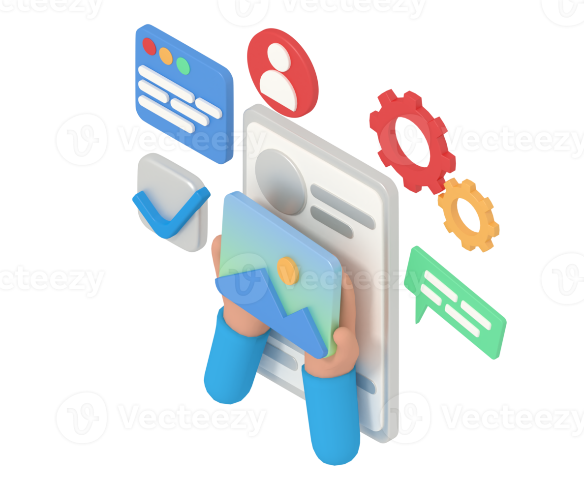 3d illustration of add image on ui design view png