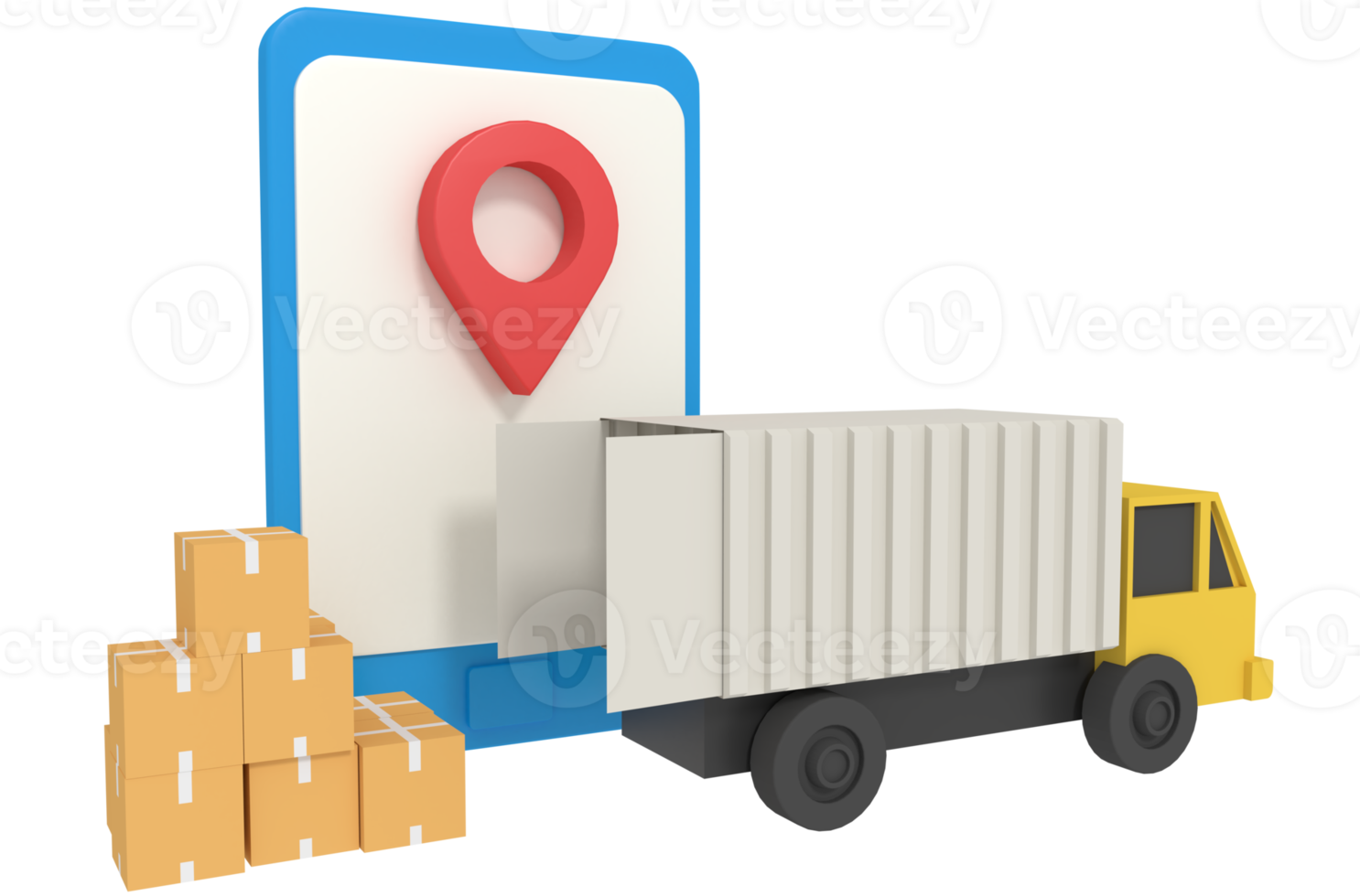 3d illustration of delivery location on phone png