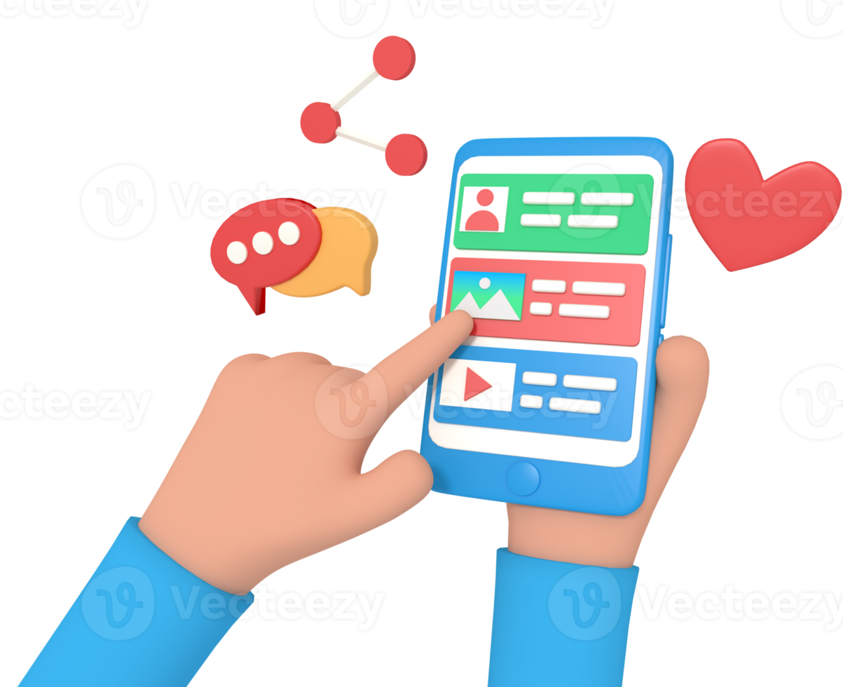 3d illustration of replying to chat on phone png
