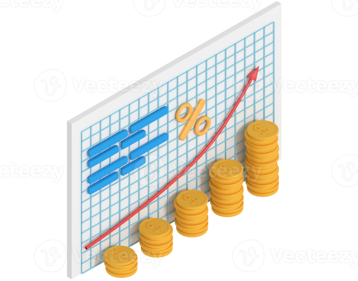 3d illustration of growing financial chart png