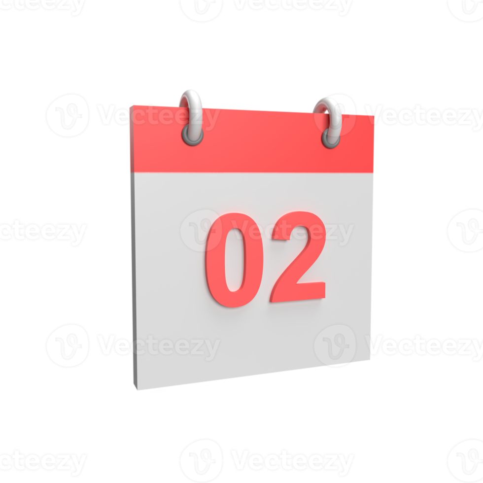 3D calendar date 2. Rendered object illustration png