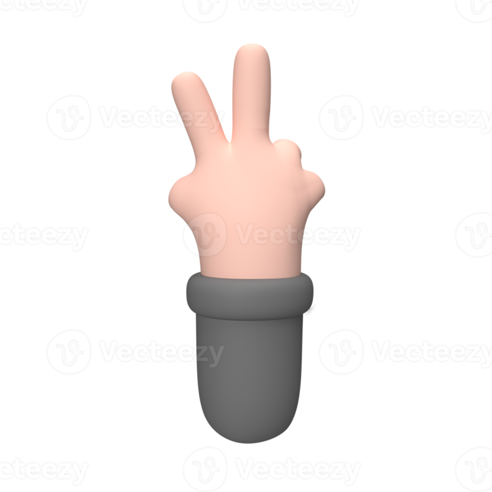 3D Finger movement to form the letter V . Rendered object illustration png