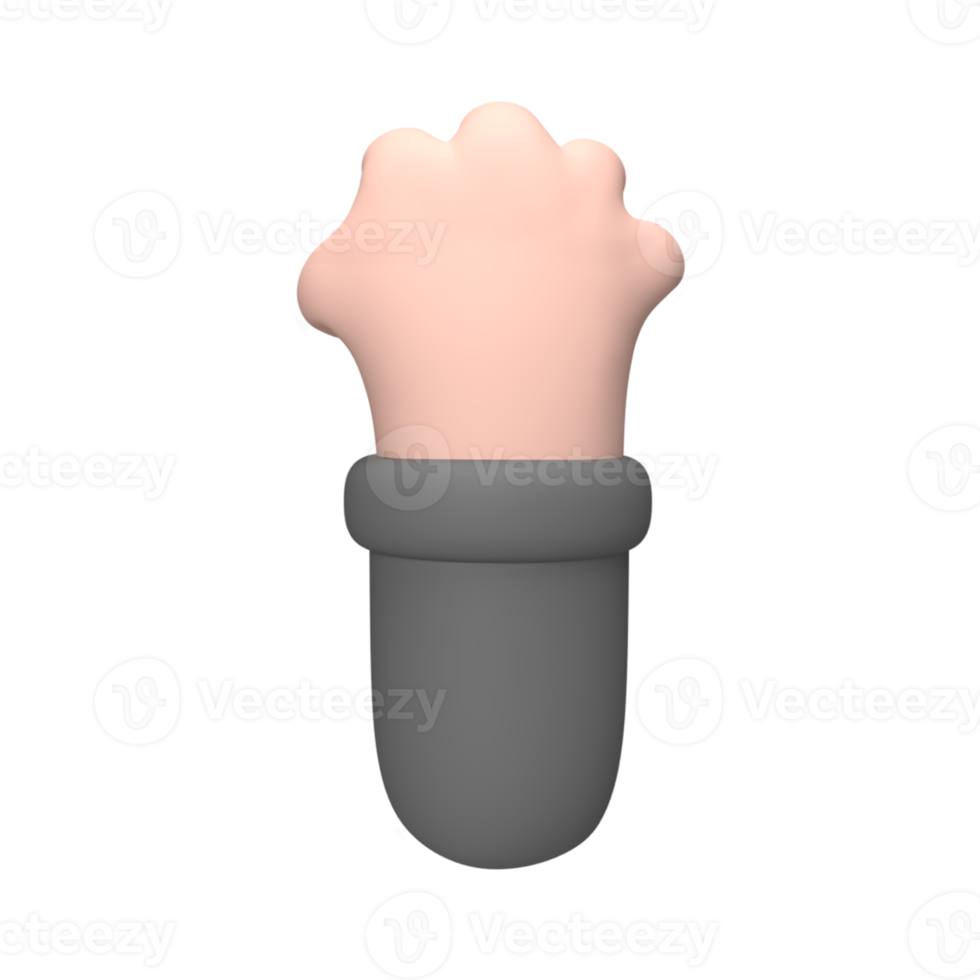 3D hand and finger showing gesture . Rendered object illustration png