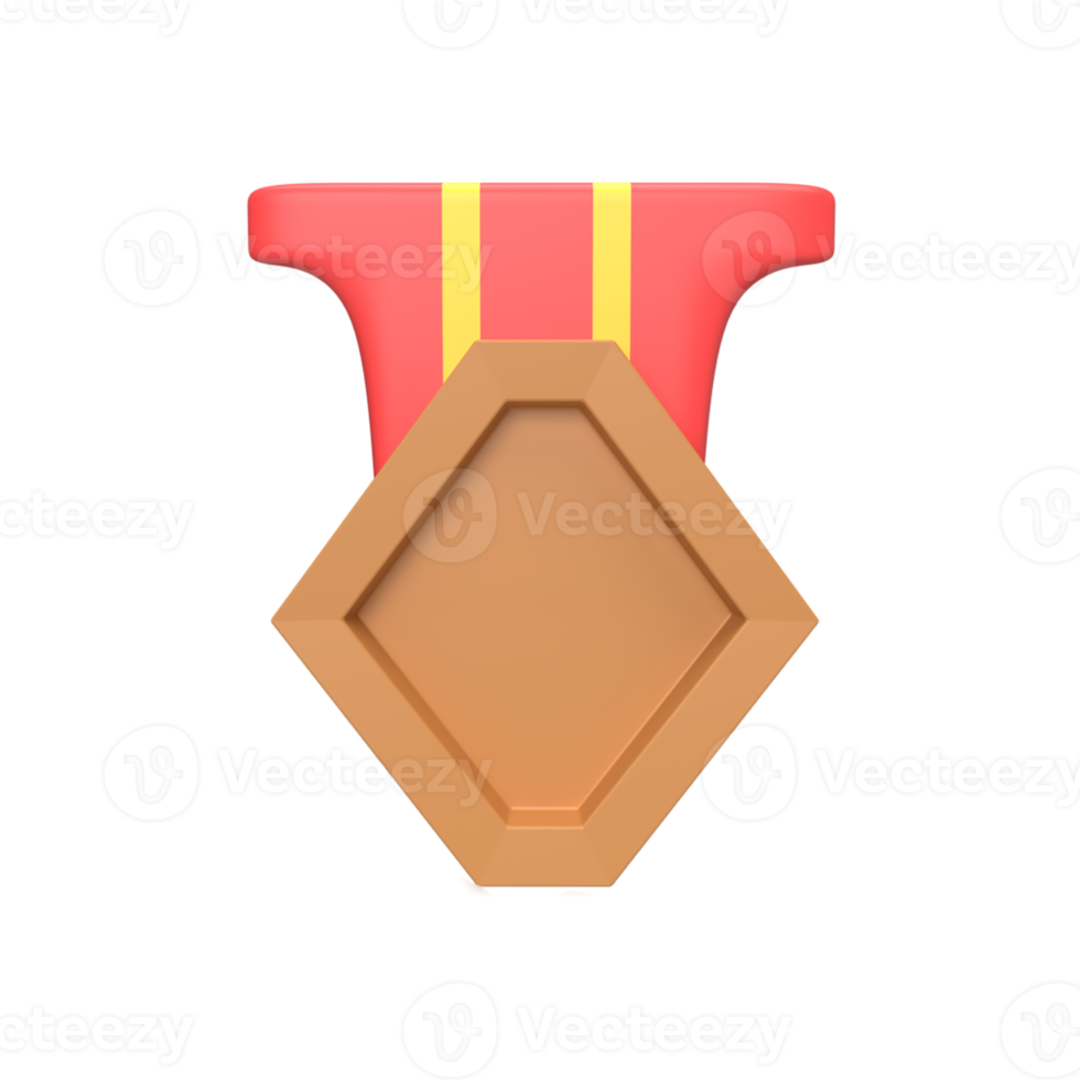 3D Medal Bronze . Rendered object illustration png