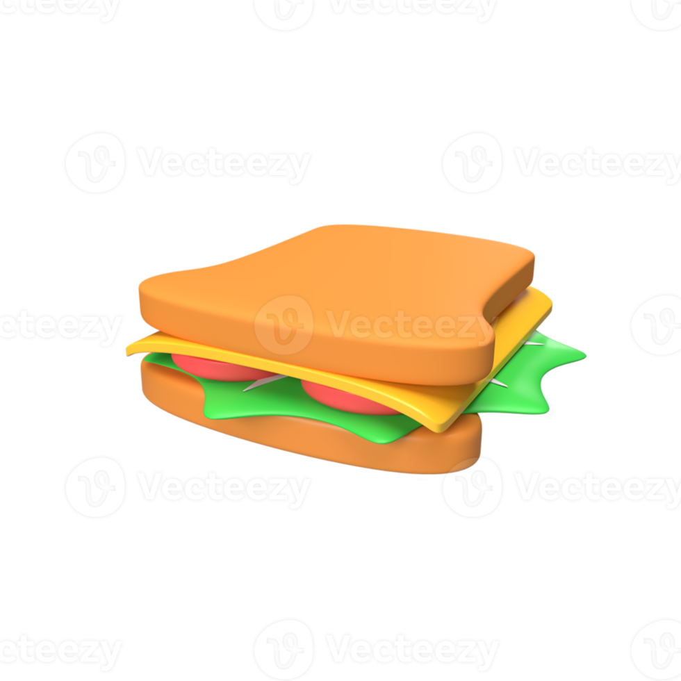 Sandwich 3d render illustration png