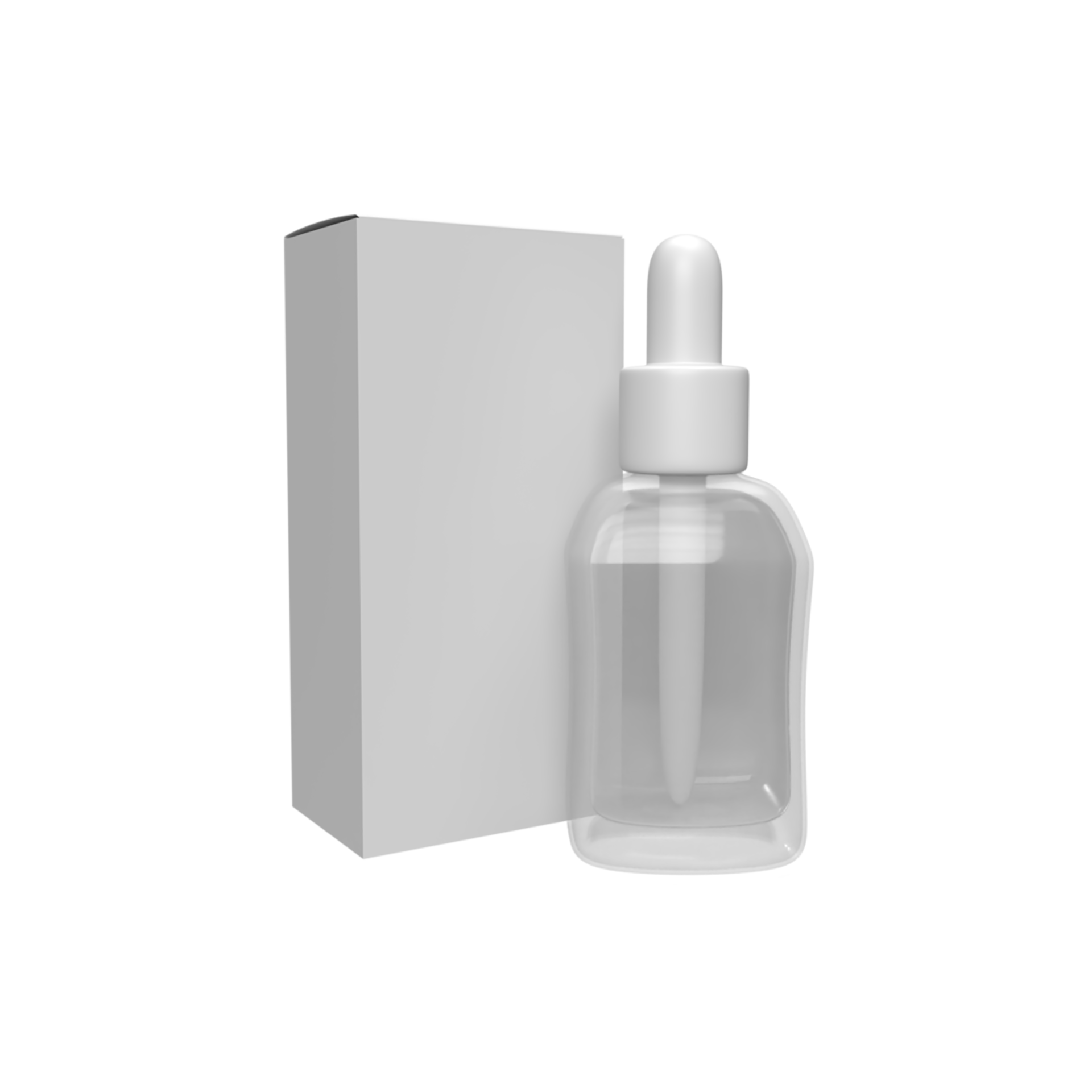 Blank white dropper bottles for product mockup. 3D Render illustration