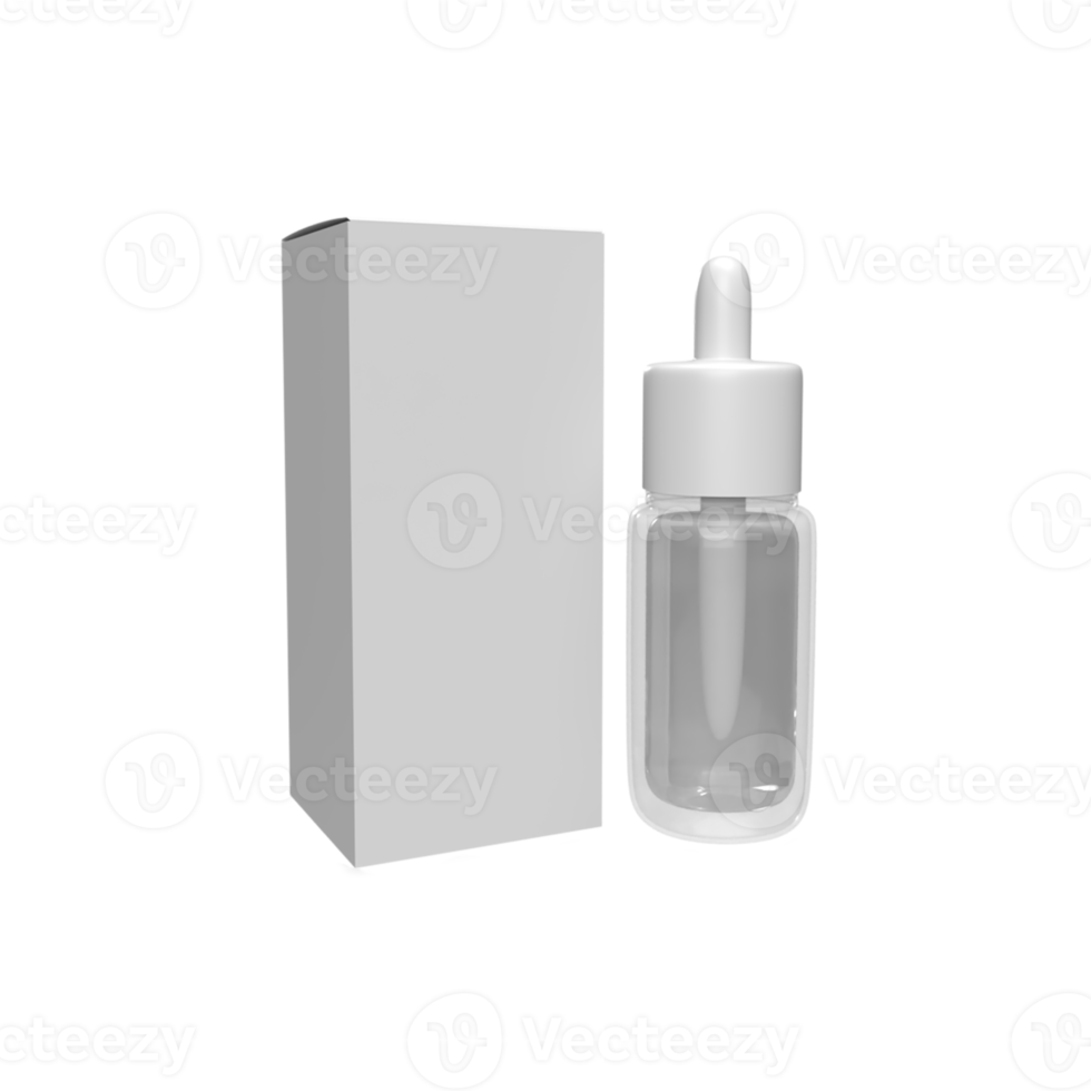 Blank white dropper bottles for product mockup. 3D Render illustration png