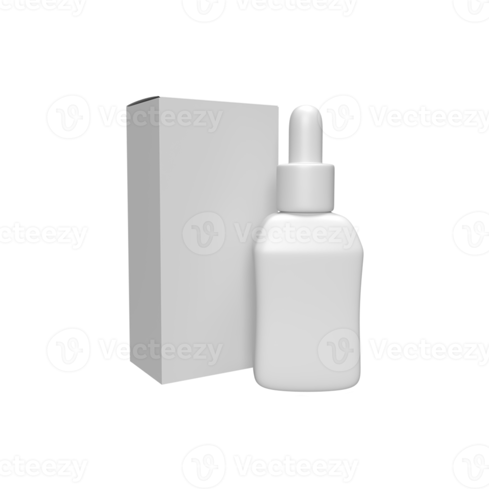 Blank white dropper bottles for product mockup. 3D Render illustration png