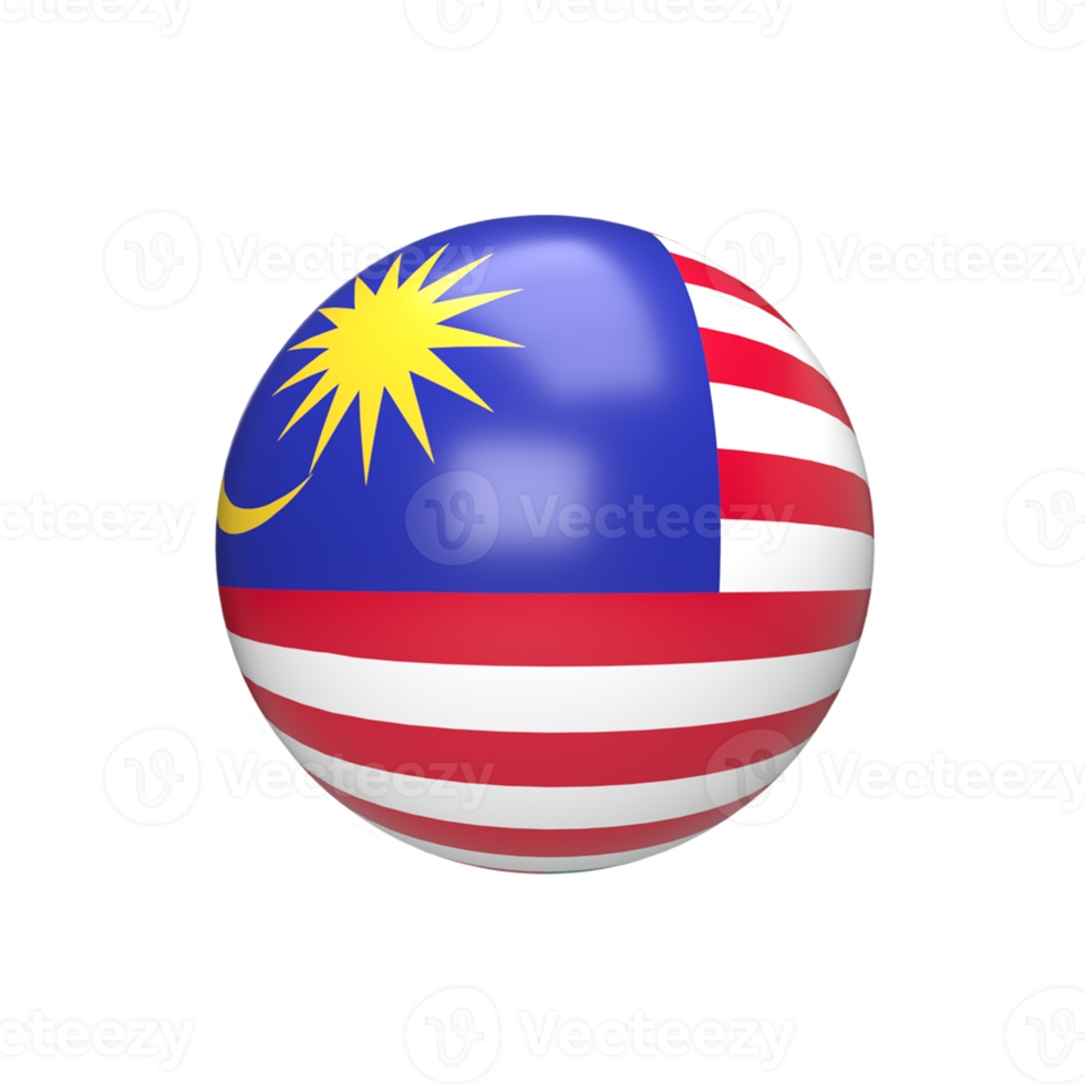 Malaysia bandiera palla sferico. 3d rendere png