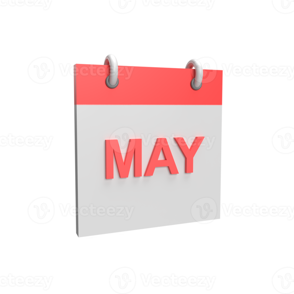 3d mayo calendario. ilustración de objeto renderizado png