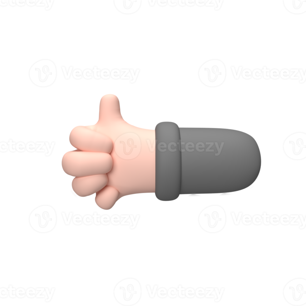 3D hand and finger showing gesture . Rendered object illustration png