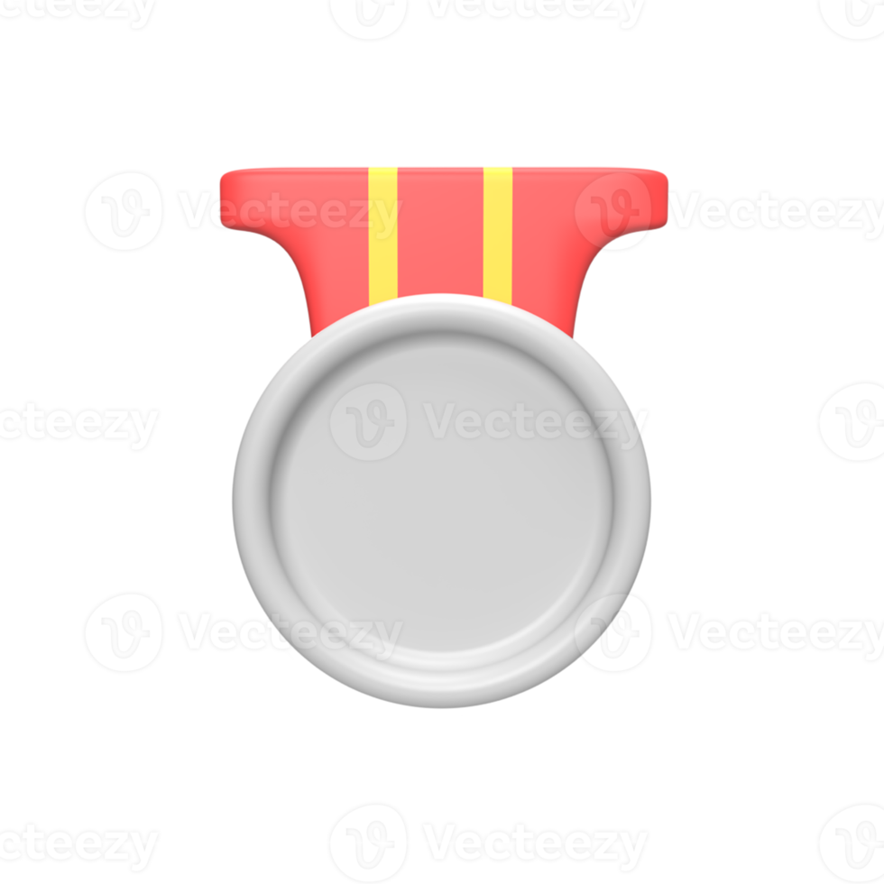 3D Medal Silver . Rendered object illustration png