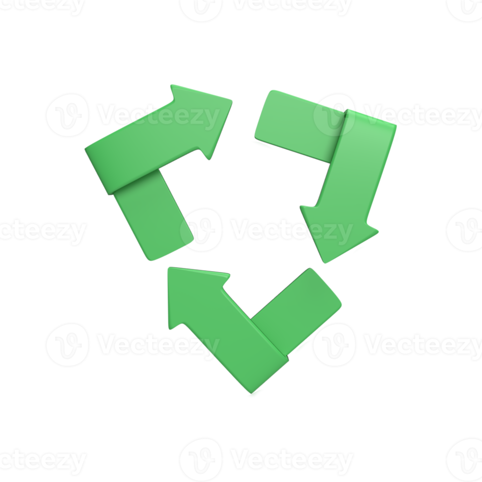 Recycle 3d icon and symbol concept. render object png