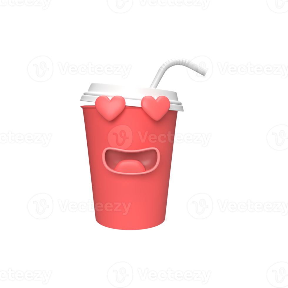 Cute soda drink Character. 3d render illustration png