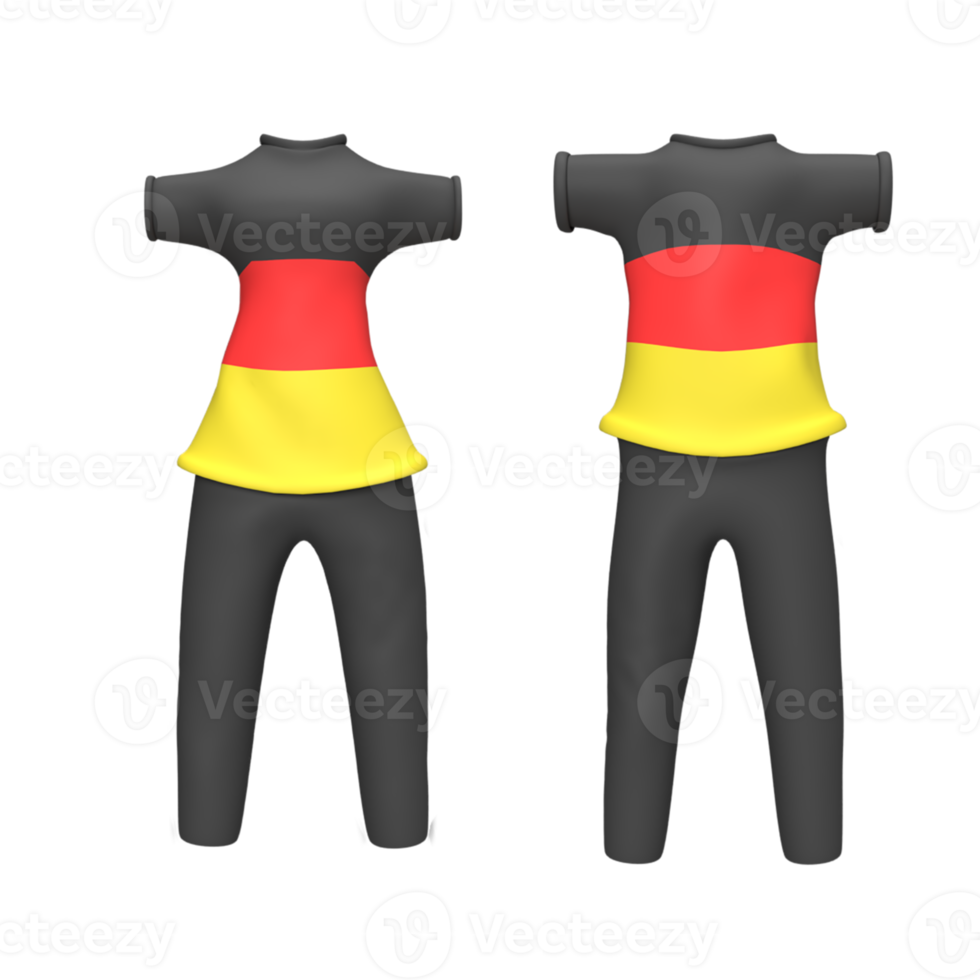 T-Shirt-Design-Vorlage Länderflaggenmuster. einheitliche Designvorlage. 3D-Darstellung png